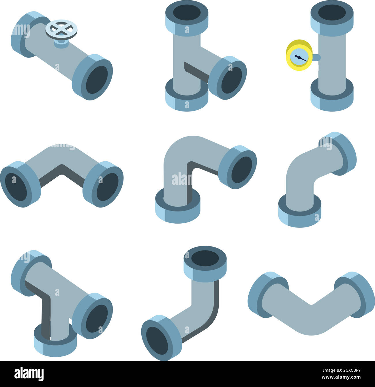 Pipe Tubes And Pipeline Collection Set Vector Stock Vector