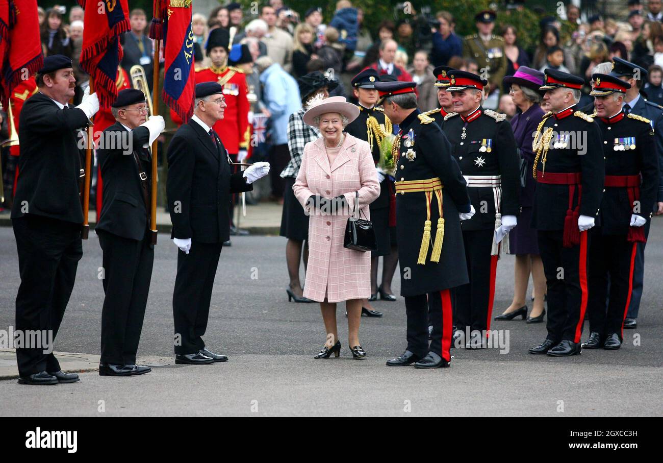 Queen Elizabeth II visits the Corps of Royal Engineers at Brompton Barracks in Chatham, Kent. Stock Photo