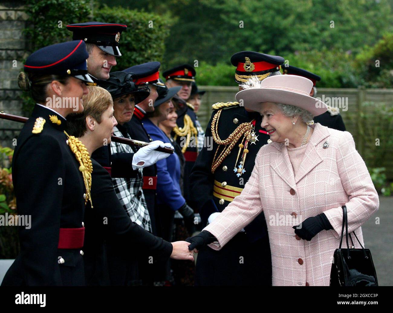 Queen Elizabeth II arrives for a visit to the Corps of Royal Engineers at Brompton Barracks in Chatham, Kent. Stock Photo