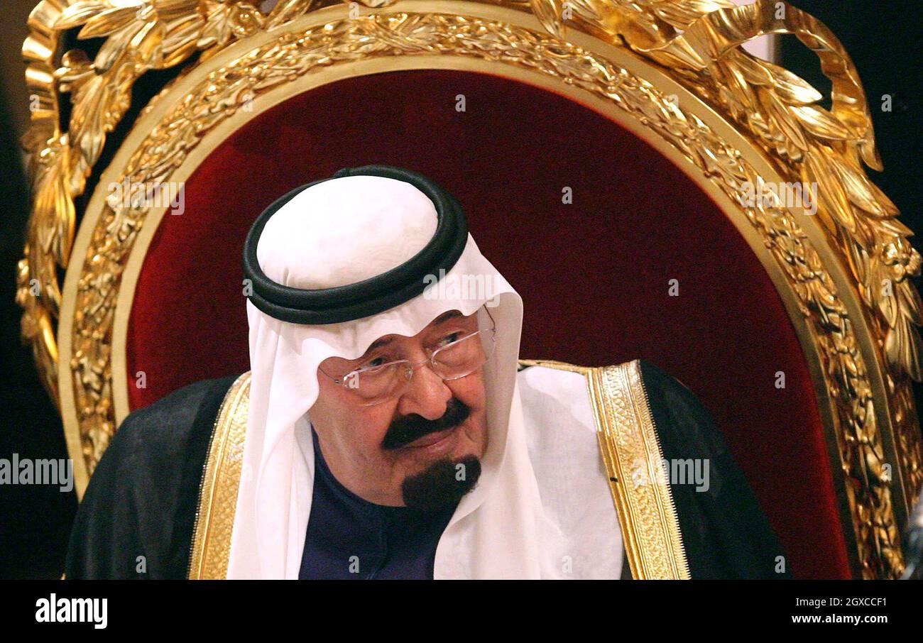 King Abdullah of Saudi Arabia attends the State Banquet at the