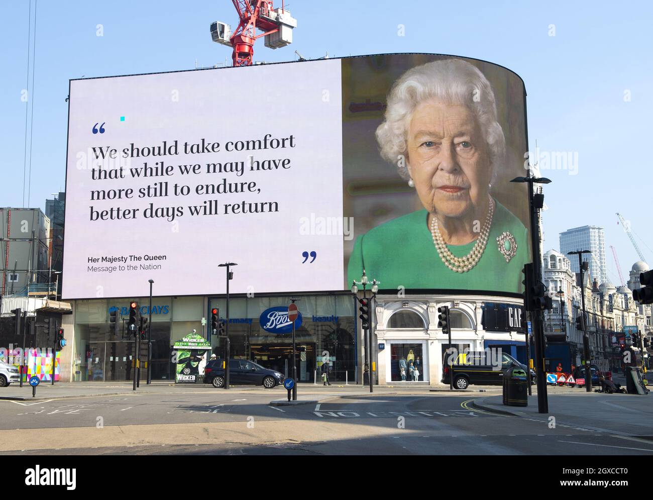 An image of Queen Elizabeth ll with quotes from her broadcast to the ...