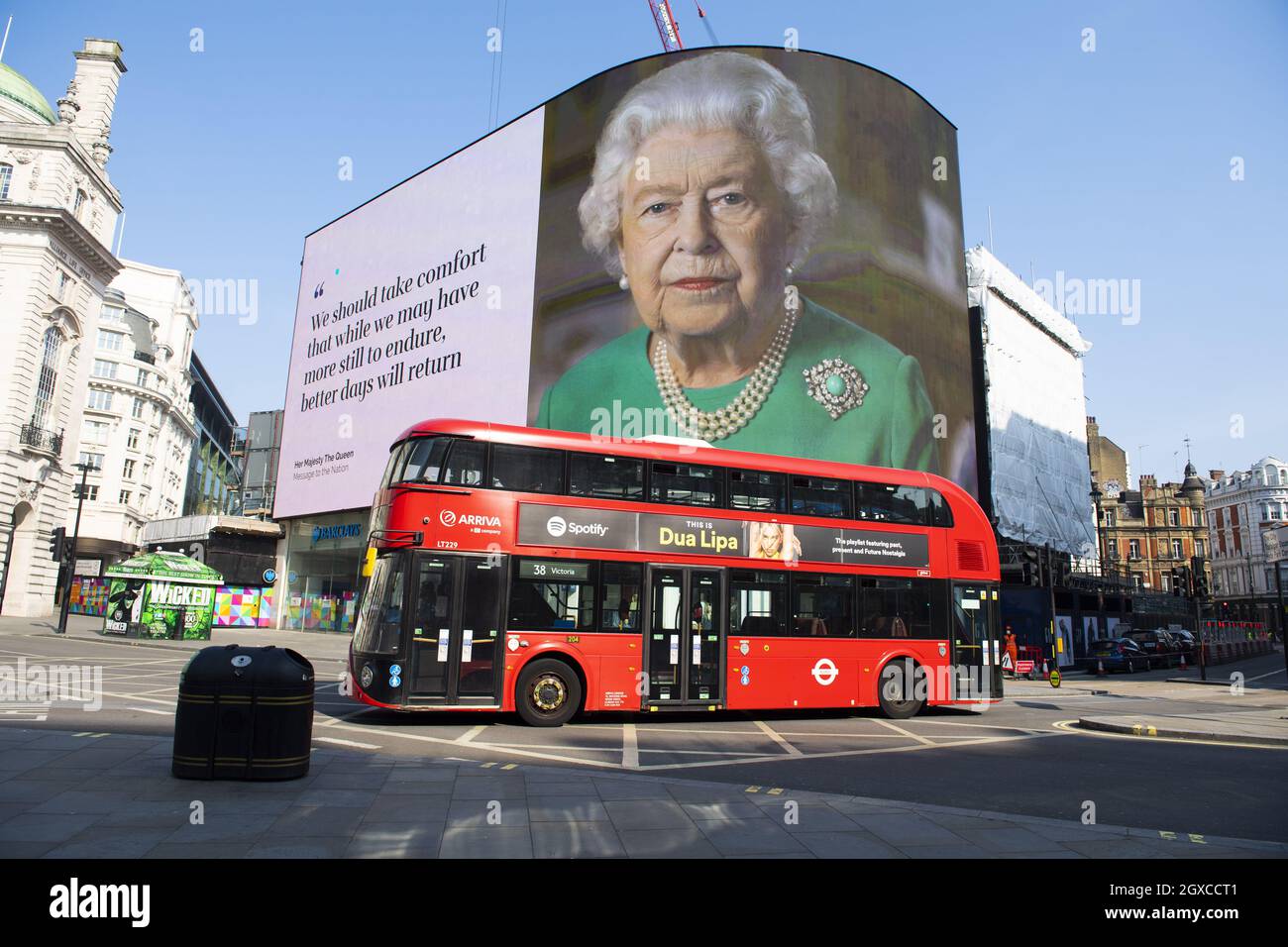 An image of Queen Elizabeth ll with quotes from her broadcast to the ...
