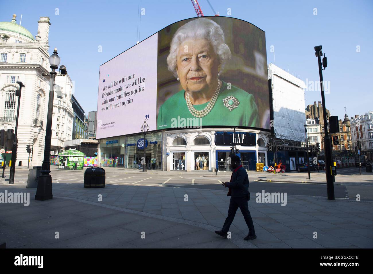 An image of Queen Elizabeth ll with quotes from her broadcast to the ...