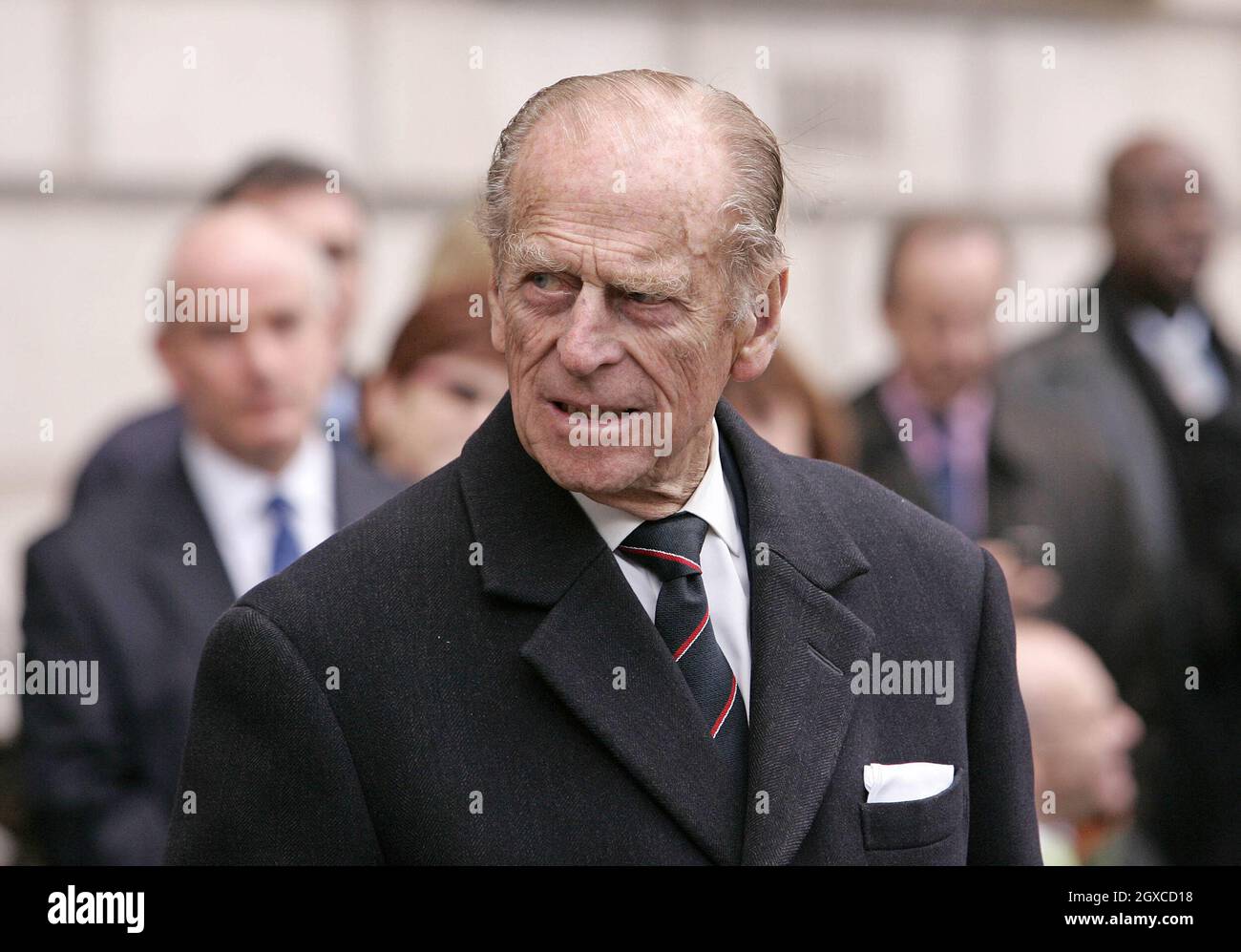 Prince Philip, Duke of Edinburgh attends the unveiling of the Jubilee Walkway panel on Parliament Square following a service of celebration for their diamond wedding anniversary at Westminster Abbey in London. Stock Photo