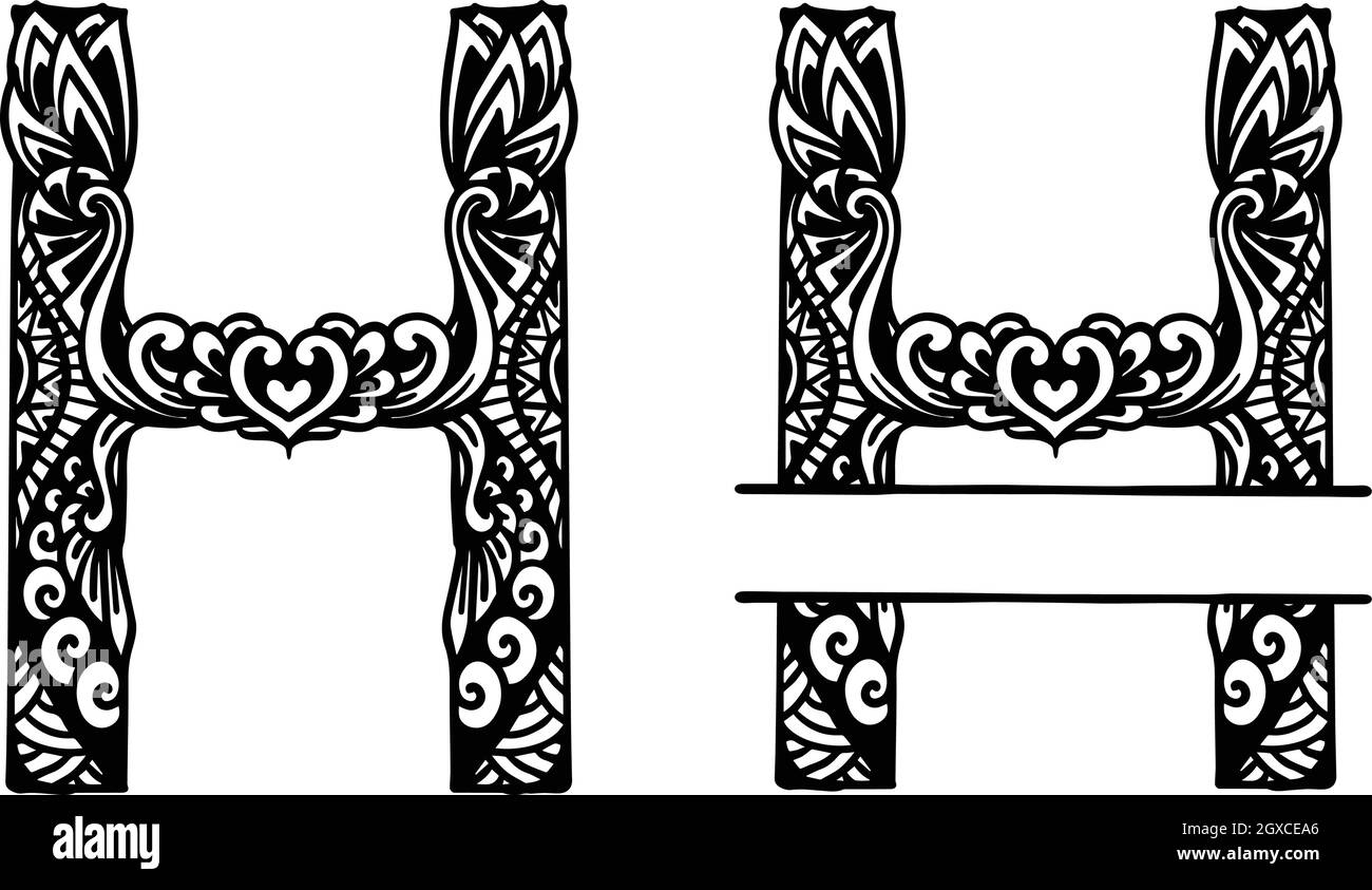 Hand drawn letter H for design element. Vector illustration Stock