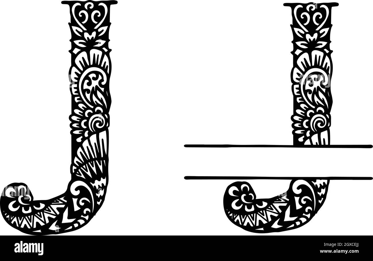 Hand drawn letter J for design element. Vector illustration Stock Vector