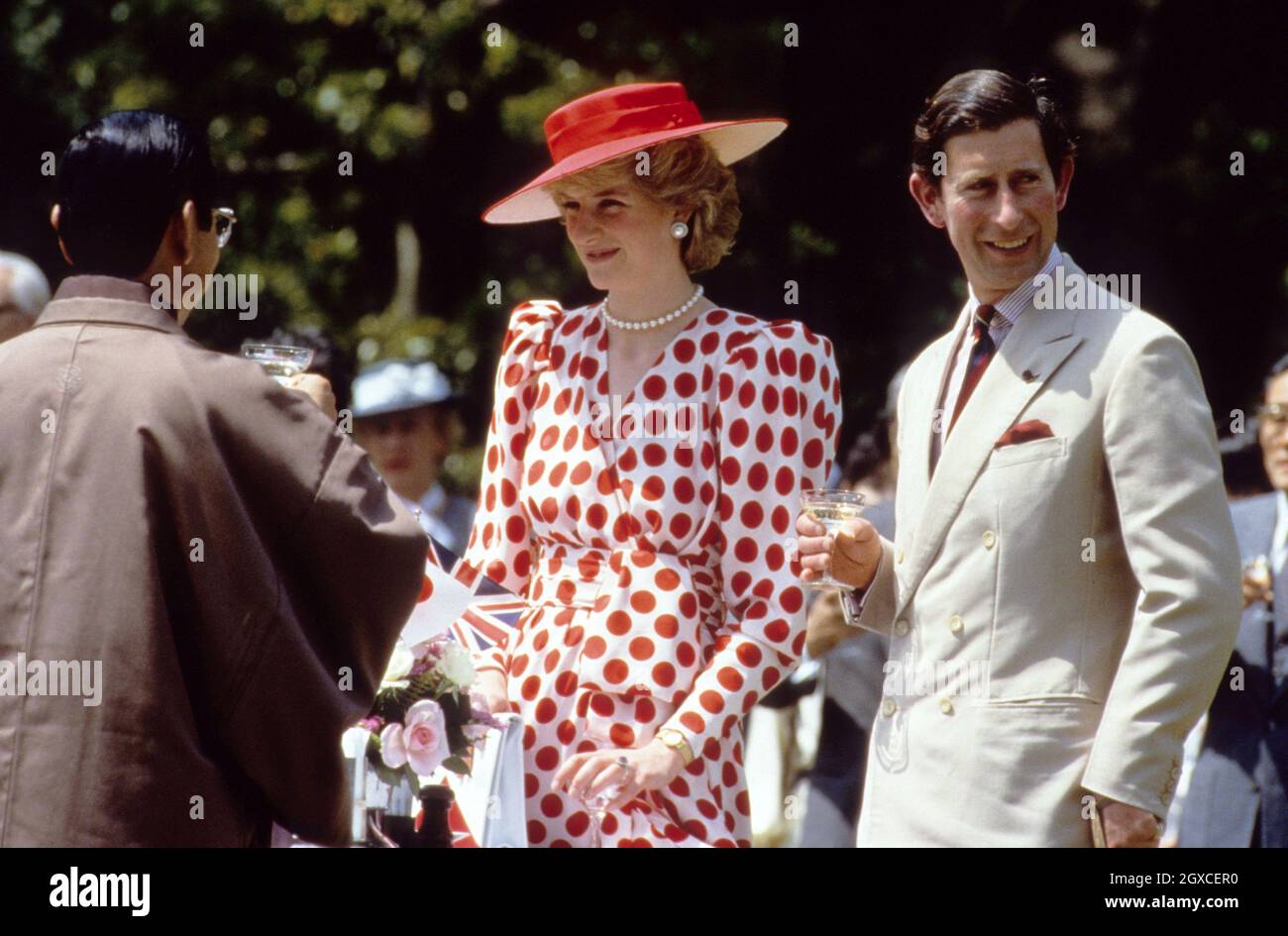 Princess Diana wears a Rising Sun dress and Frederick Fox straw hat for ...