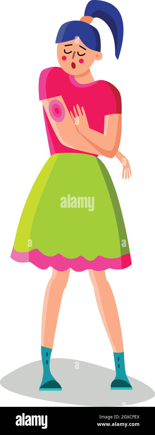 Young Woman With Rash On Hand Character Vector Stock Vector