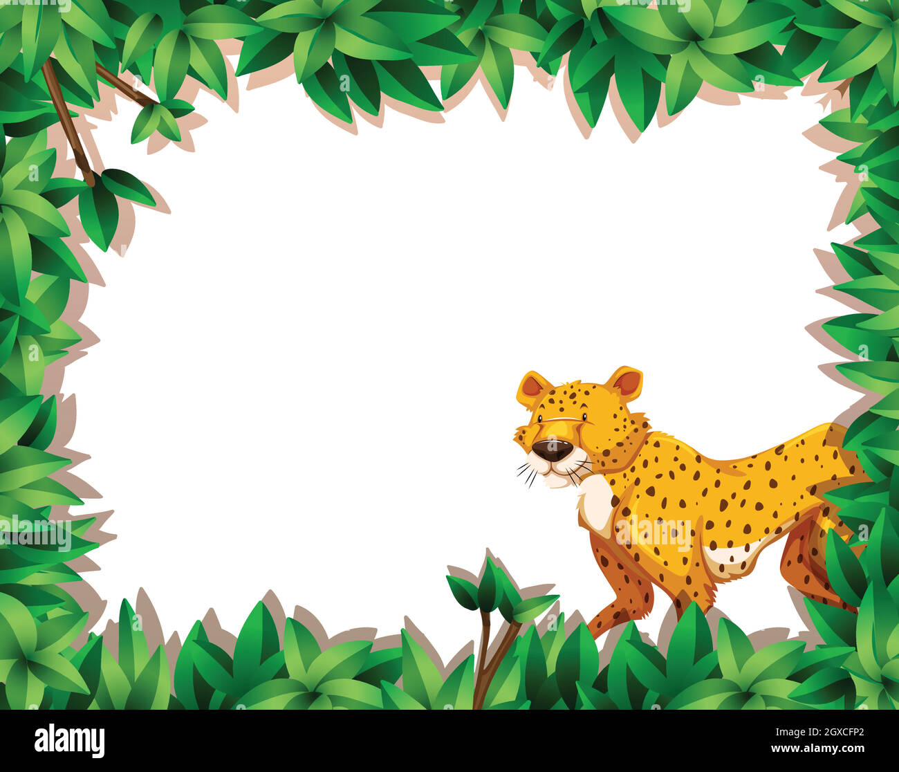 A leopard on nature frame Stock Vector