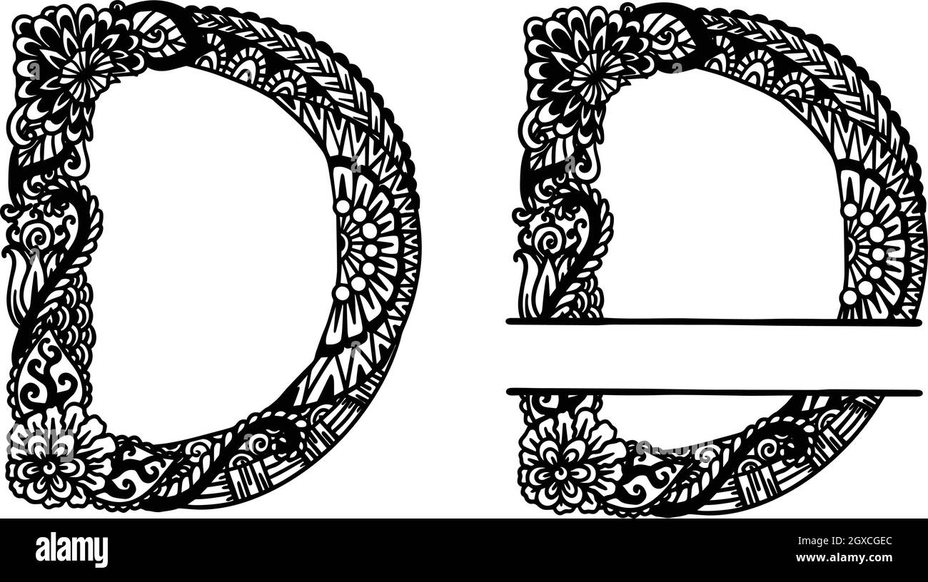 Hand drawn letter D for design element. Vector illustration Stock Vector