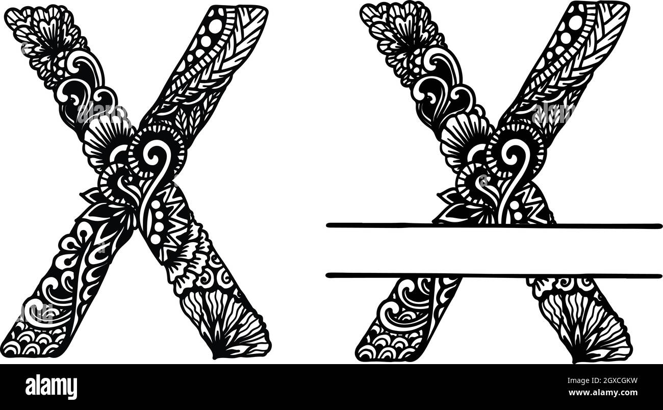 Hand drawn letter X for design element. Vector illustration Stock Vector