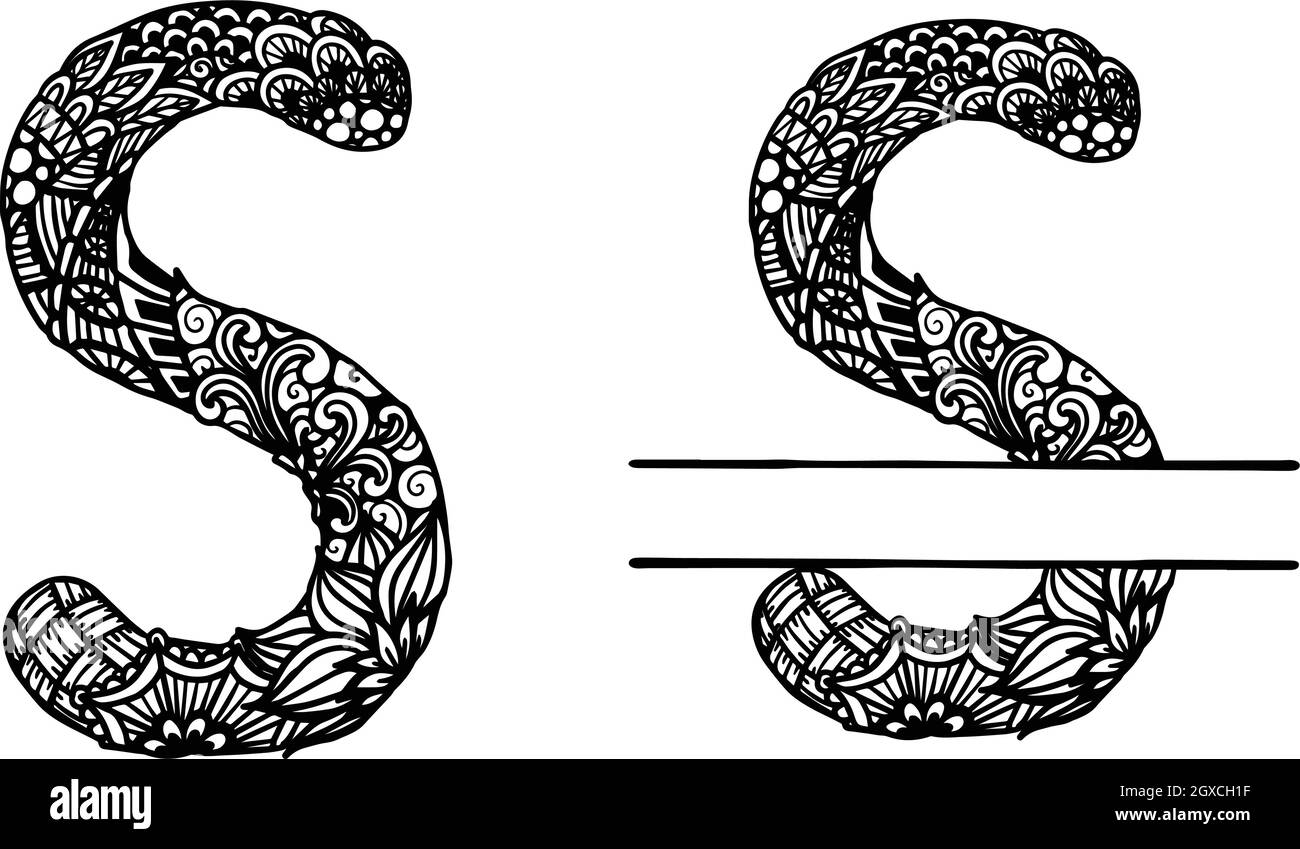 Hand drawn letter S for design element. Vector illustration Stock Vector