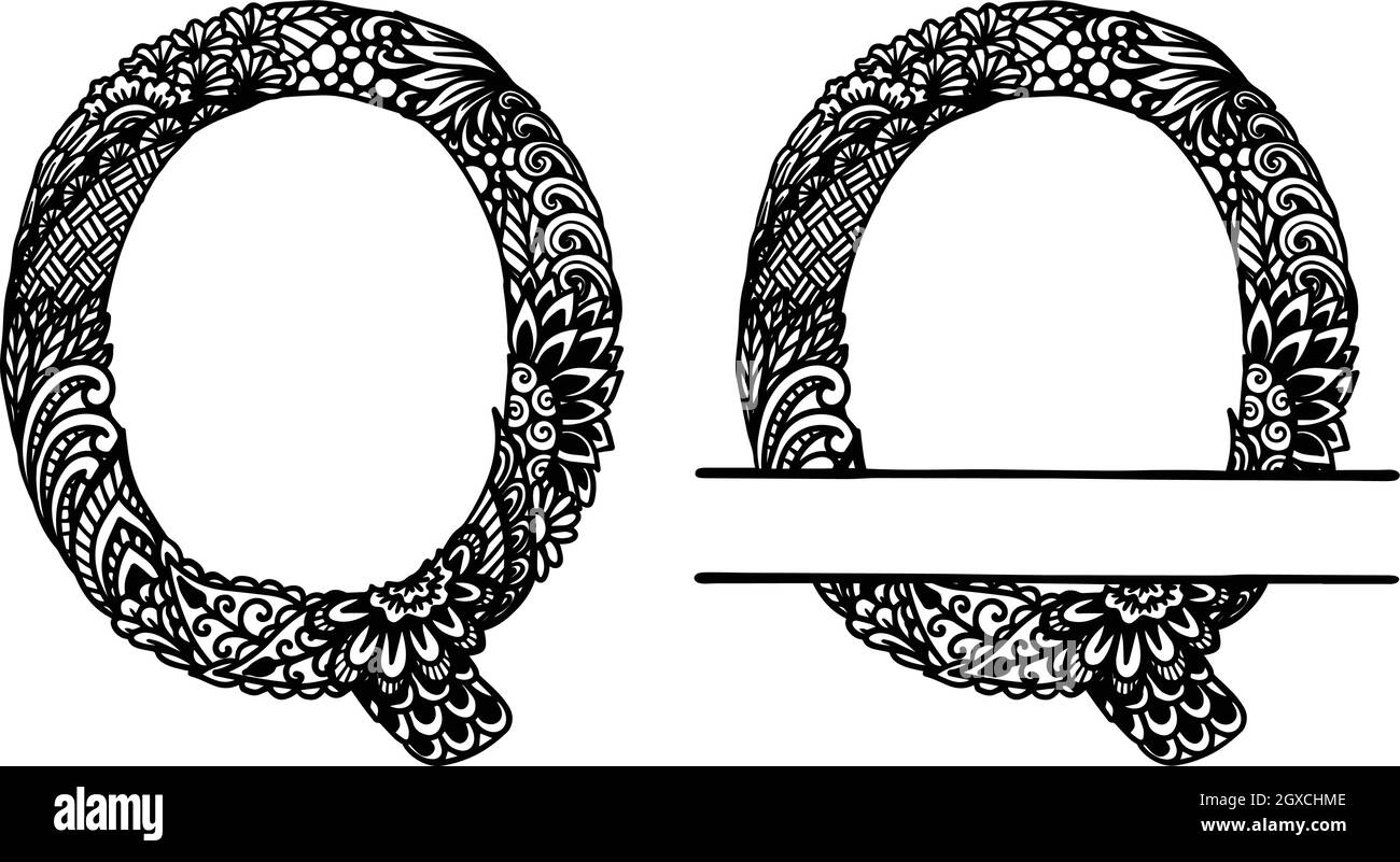 Hand drawn letter Q for design element. Vector illustration Stock Vector