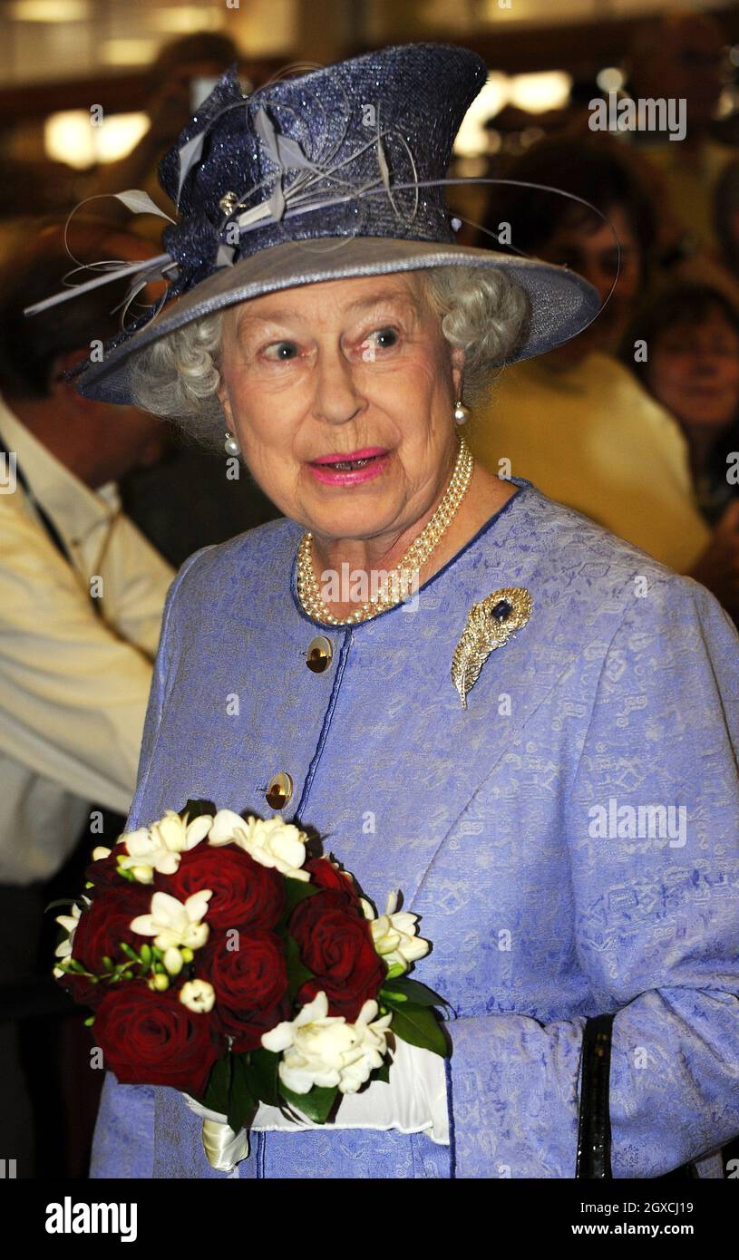 Queen Elizabeth II departs the QEII departure lounge at Southampton