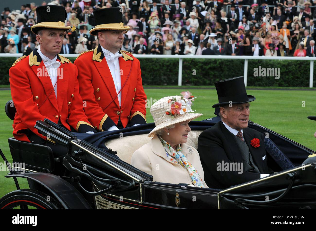 Queen Elizabeth ll and Prince Philip, Duke of Edinburgh arrive in an