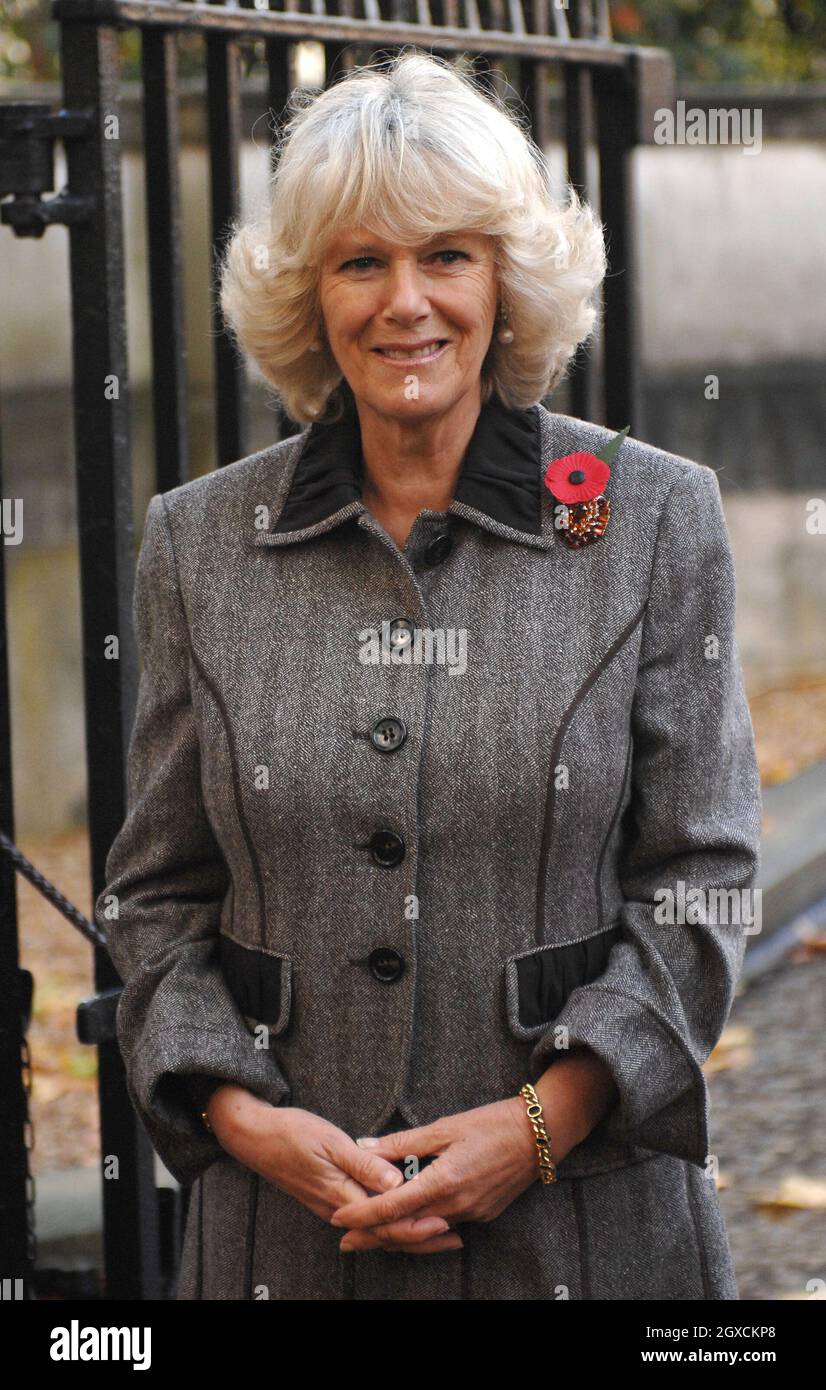 Camilla, Duchess of Cornwall looks on during a charity dog walk in