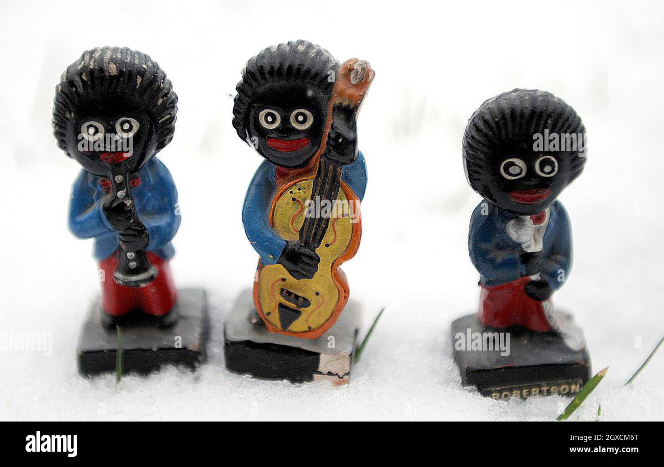 Old Robertson's jam Golliwog models are pictured, after making the news due to Carol Thatcher's controversal remarks made on the BBC's 'The One Show'. Stock Photo