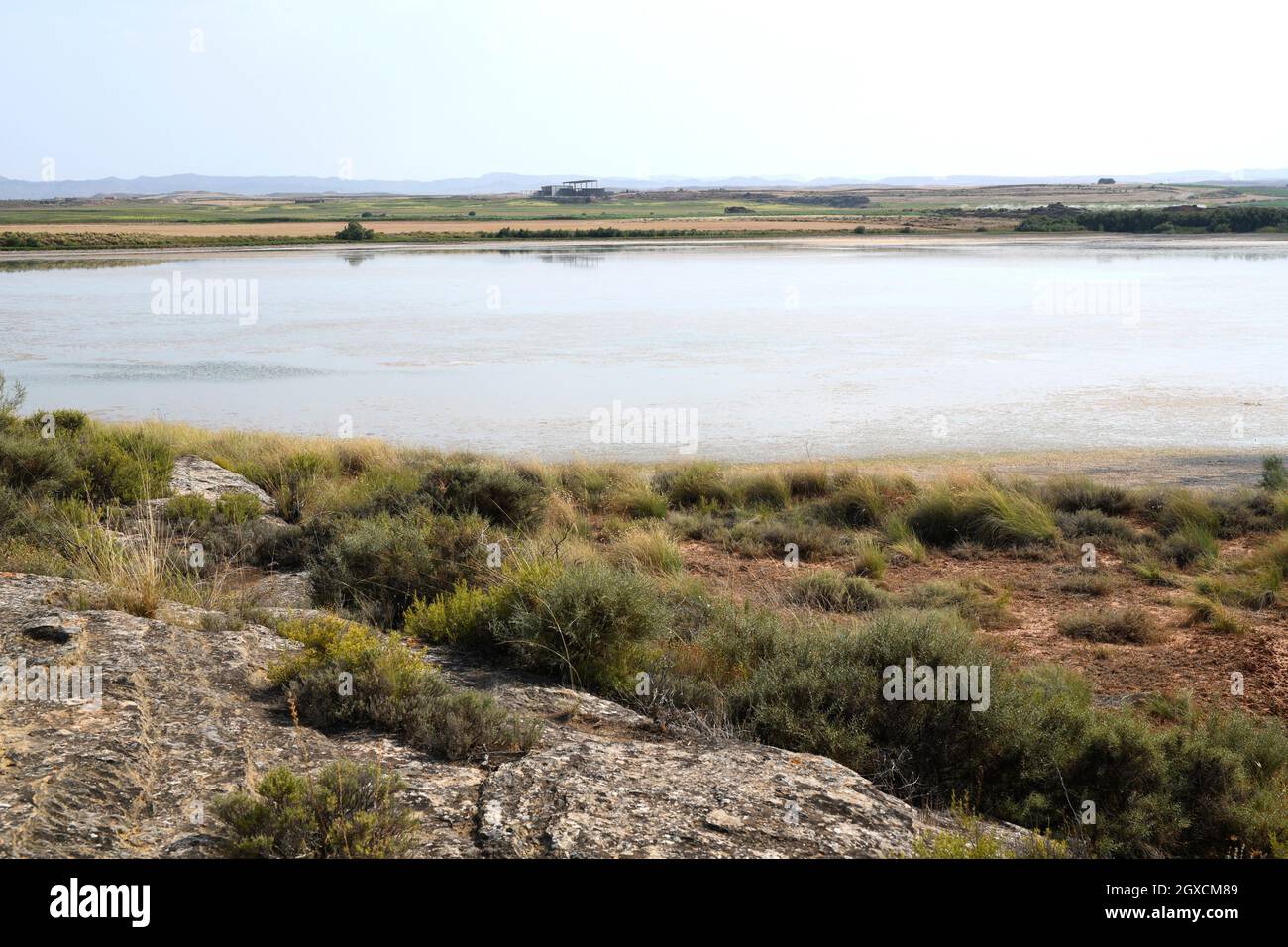 Alcaniz, Salada Pequena (endorheic salty lagoon). Bajo Aragon, Teruel, Aragon, Spain. Stock Photo