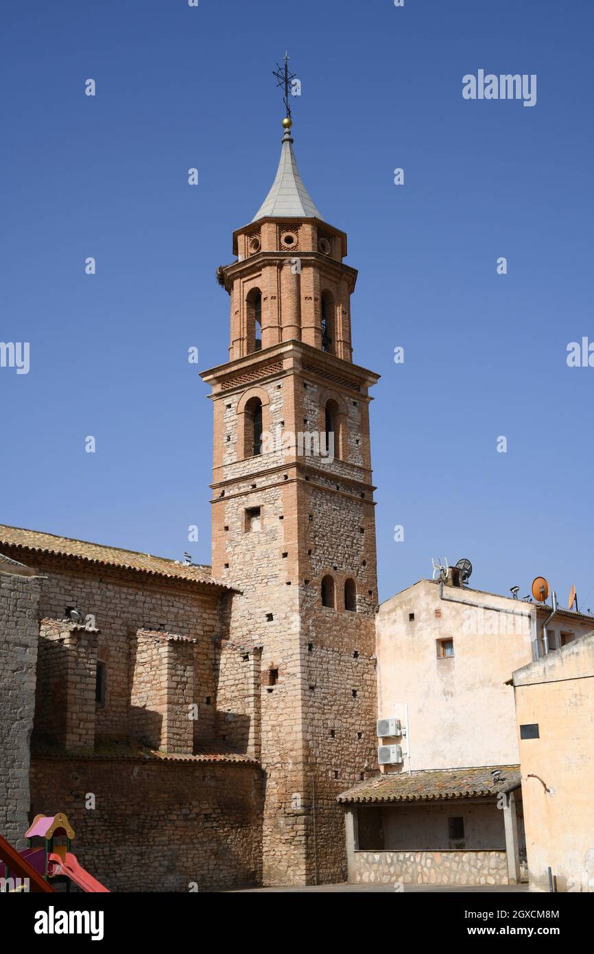 Azaila, Nuestra Senora del Rosario church (17th century). Bajo Martin, Teruel, Aragon, Spain. Stock Photo