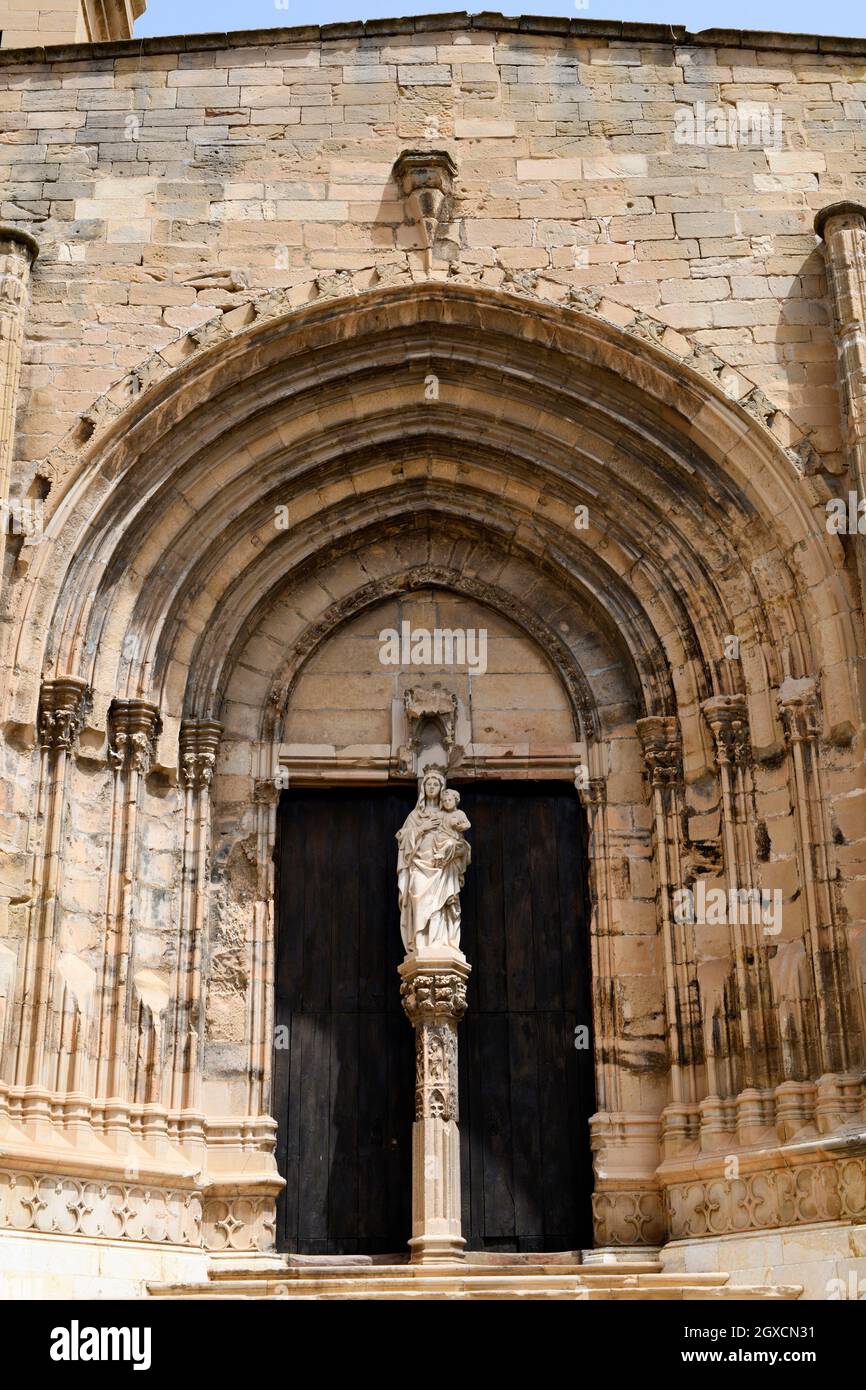 Caspe, Colegiata de Santa Maria la Mayor del Pilar (gothic, 12-18th century)s. Bajo Aragon, Zaragoza, Aragon, Spain. Stock Photo