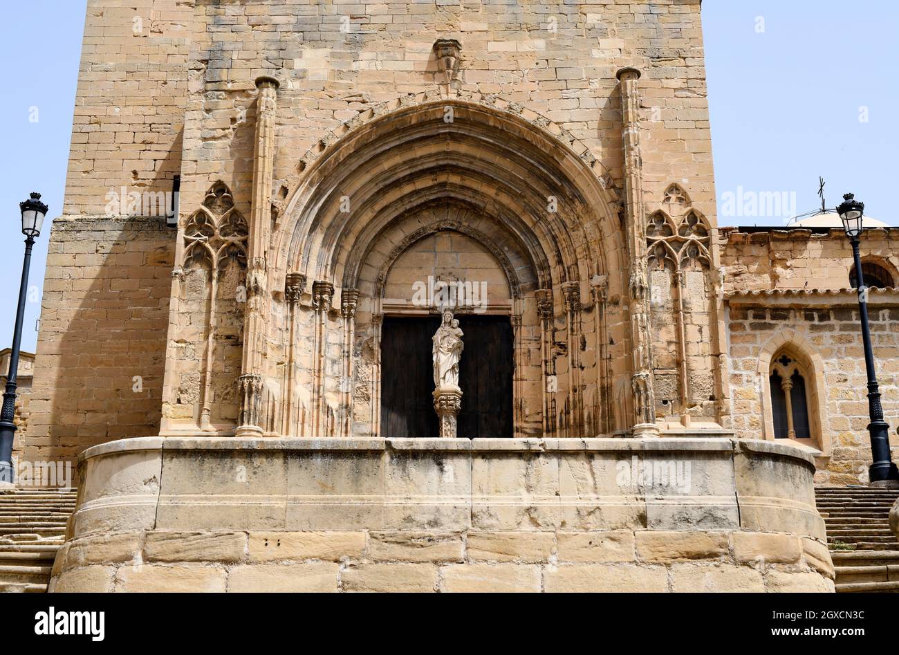 Caspe, Colegiata de Santa Maria la Mayor del Pilar (gothic, 12-18th century)s. Bajo Aragon, Zaragoza, Aragon, Spain. Stock Photo