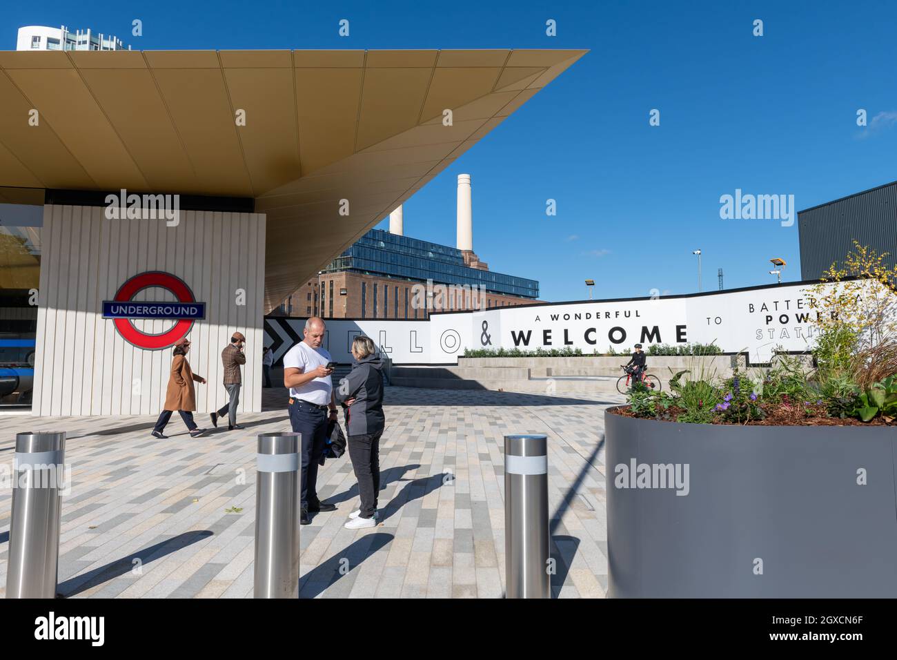 London. UK. 10.03.2021. Exterior view of Battersea Power Station, one of two new London Underground station on the Northern Line. Stock Photo