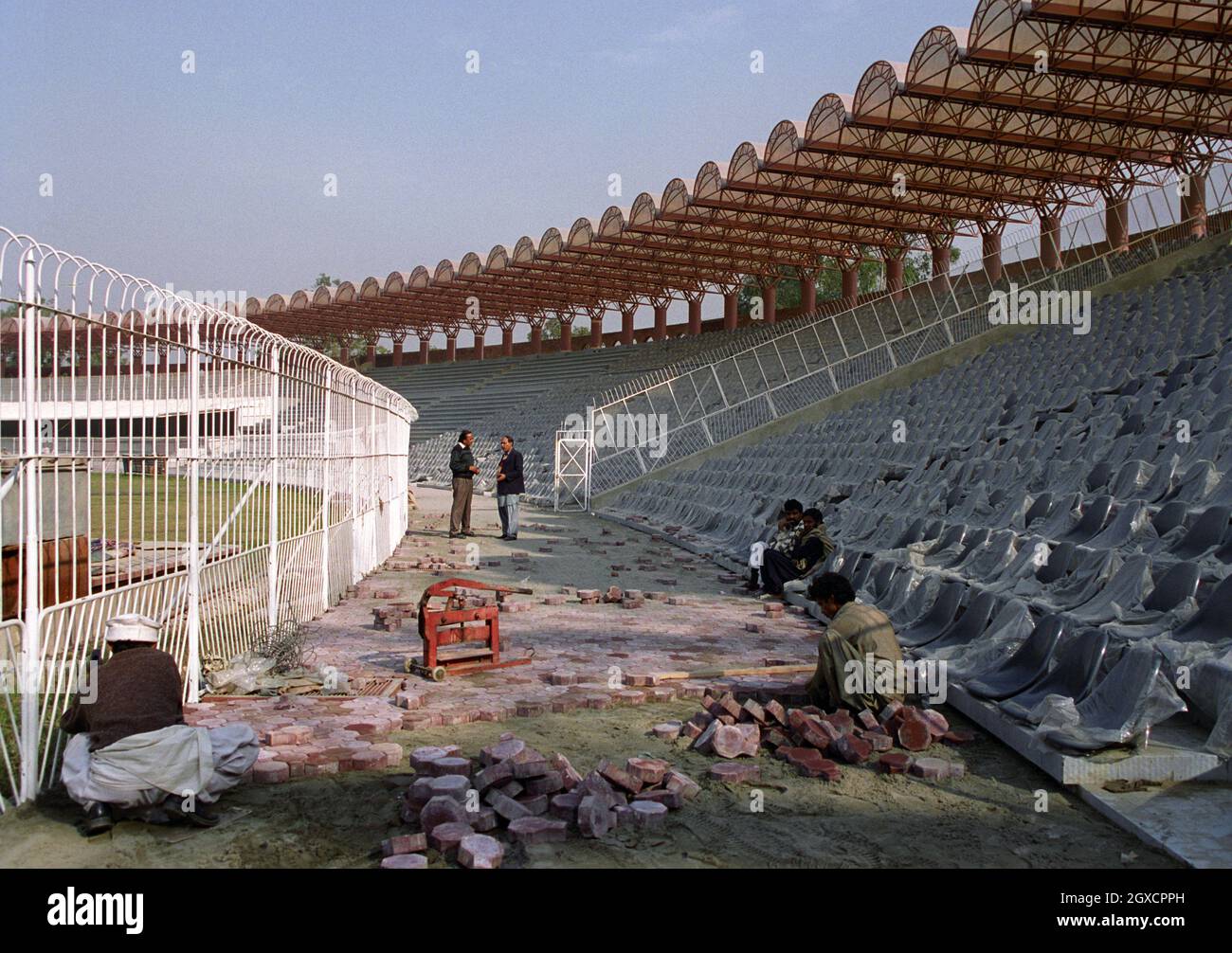 The Gaddafi Stadium in Lahore, Pakistan, is renovated in preparation ...