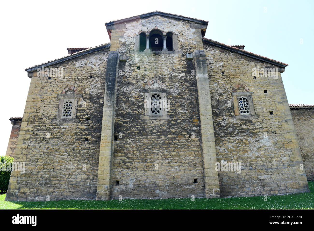 San Julian de los Prados or Santullano church (Pre-romanesque 9th century). Oviedo, Asturias, Spain. Stock Photo