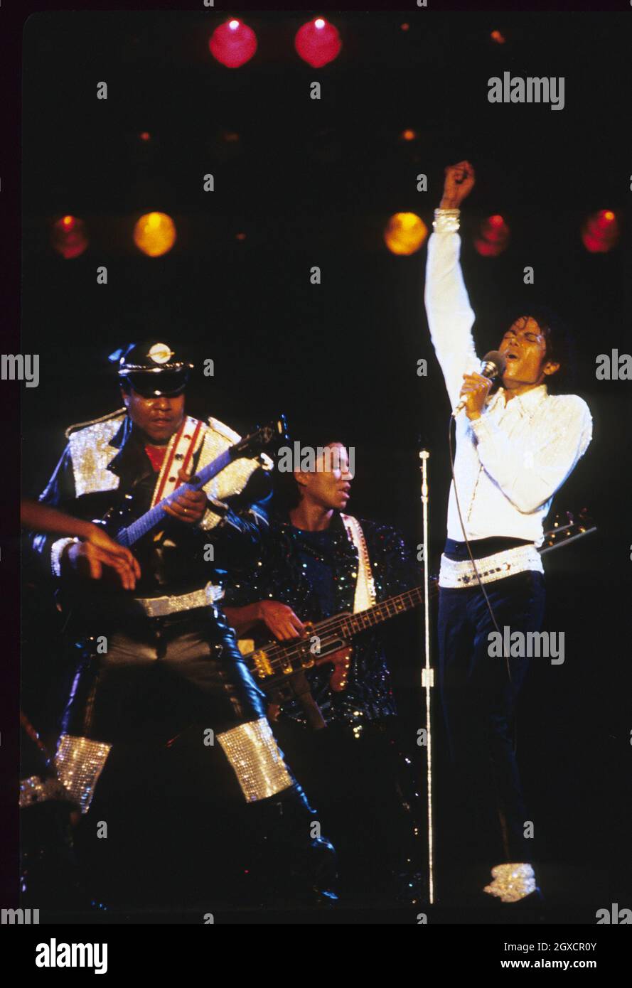 Michael Jackson performs during his 'Victory' Tour on July 14