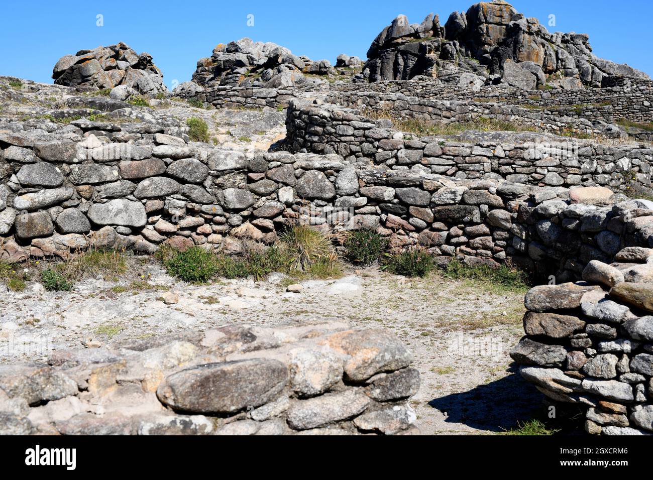 Castro de Barona, Iron Age settlement. Barona, Porto do Son, A Coruna, Galicia, Spain. Stock Photo
