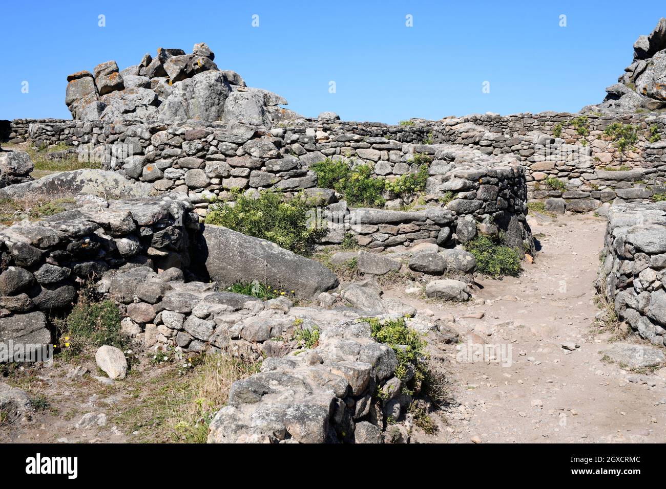 Castro de Barona, Iron Age settlement. Barona, Porto do Son, A Coruna, Galicia, Spain. Stock Photo