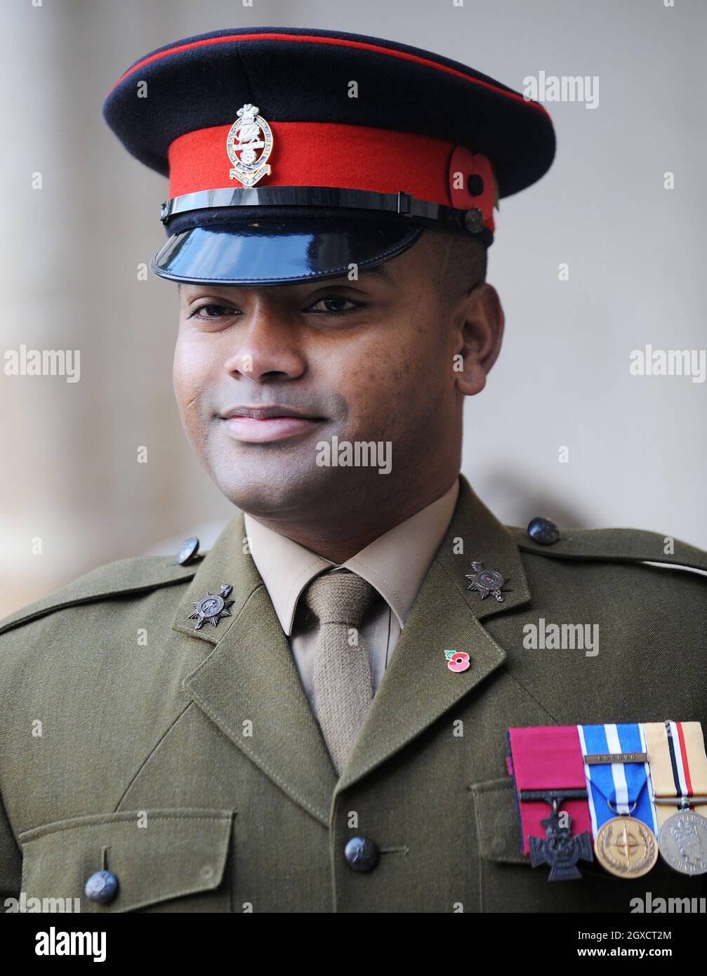 Lance Corporal Johnson Beharry VC arrives for a special service commemorating the passing of the generation of combatants from World War I at Westminster Abbey on November 11, 2009 in London, England. Stock Photo