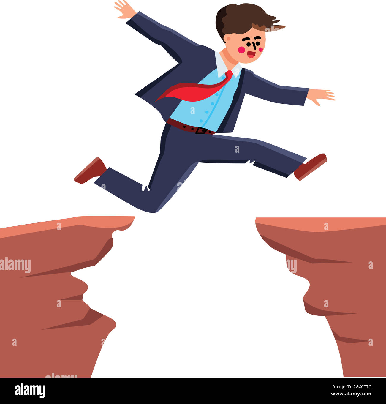 Businessman Jumping Over Abyss Challenge Vector Illustration Stock