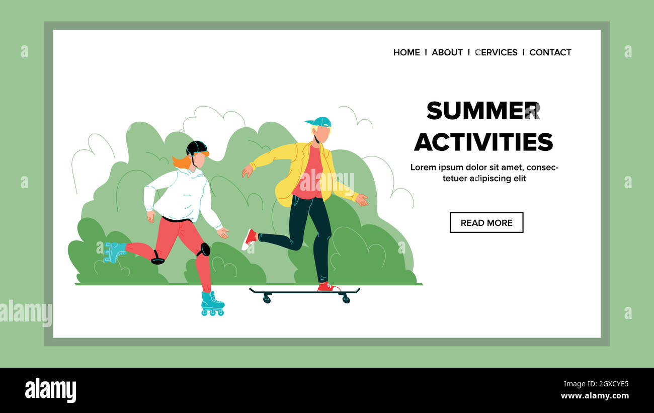 summer-activities-with-friends-in-park-vector-stock-vector-image-art