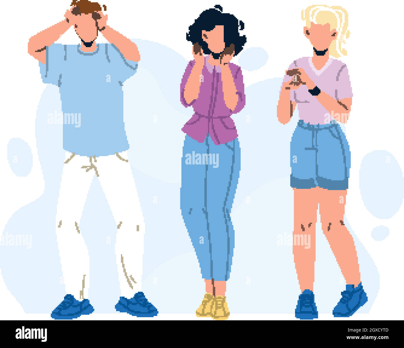 People With Admiration Emotion Screaming Vector Illustration Stock ...