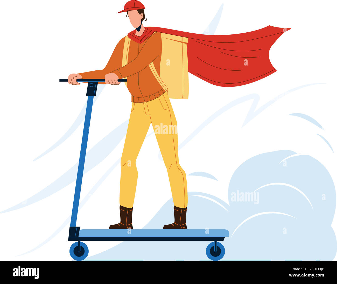 Courier Man Riding Scooter Delivery Service Vector Stock Vector