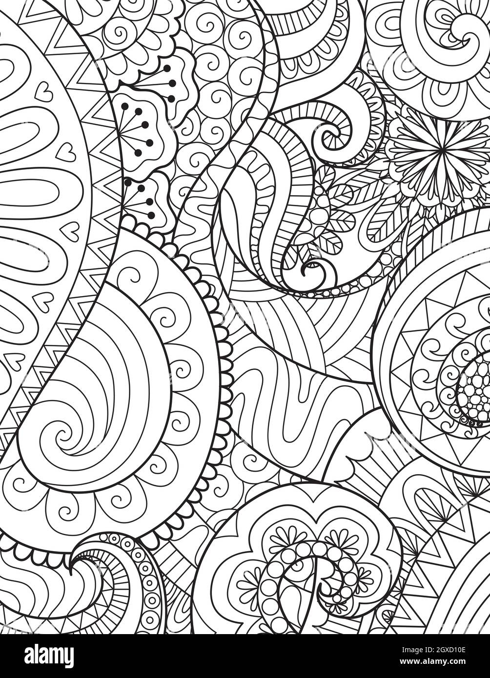 Abstract flowers for background, coloring book, coloring page with the