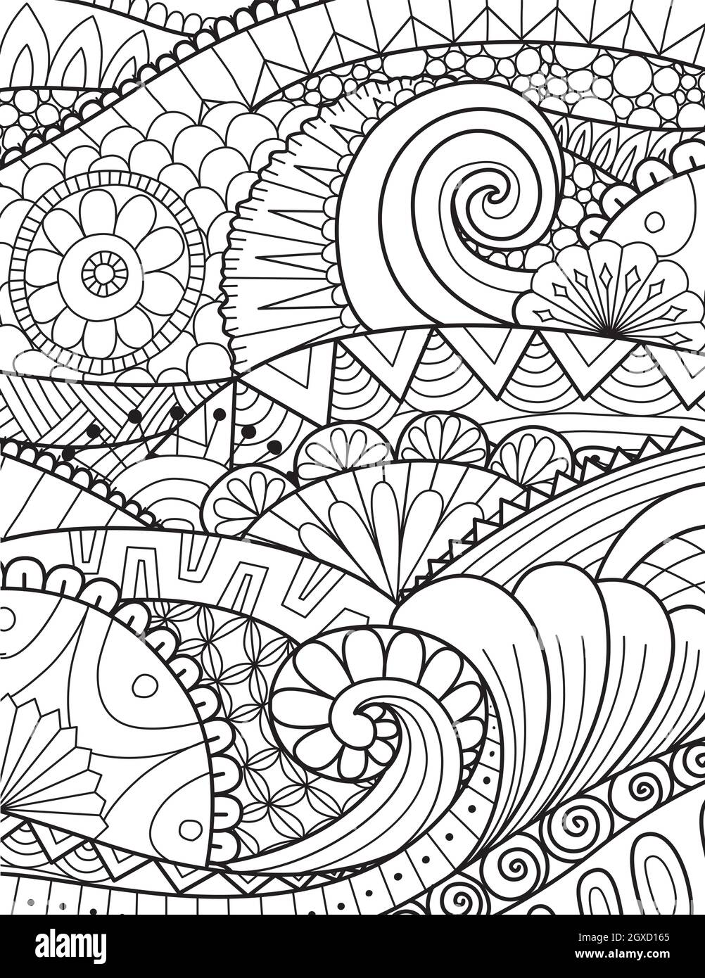 Coloring book page with abstract art spiral Vector Image
