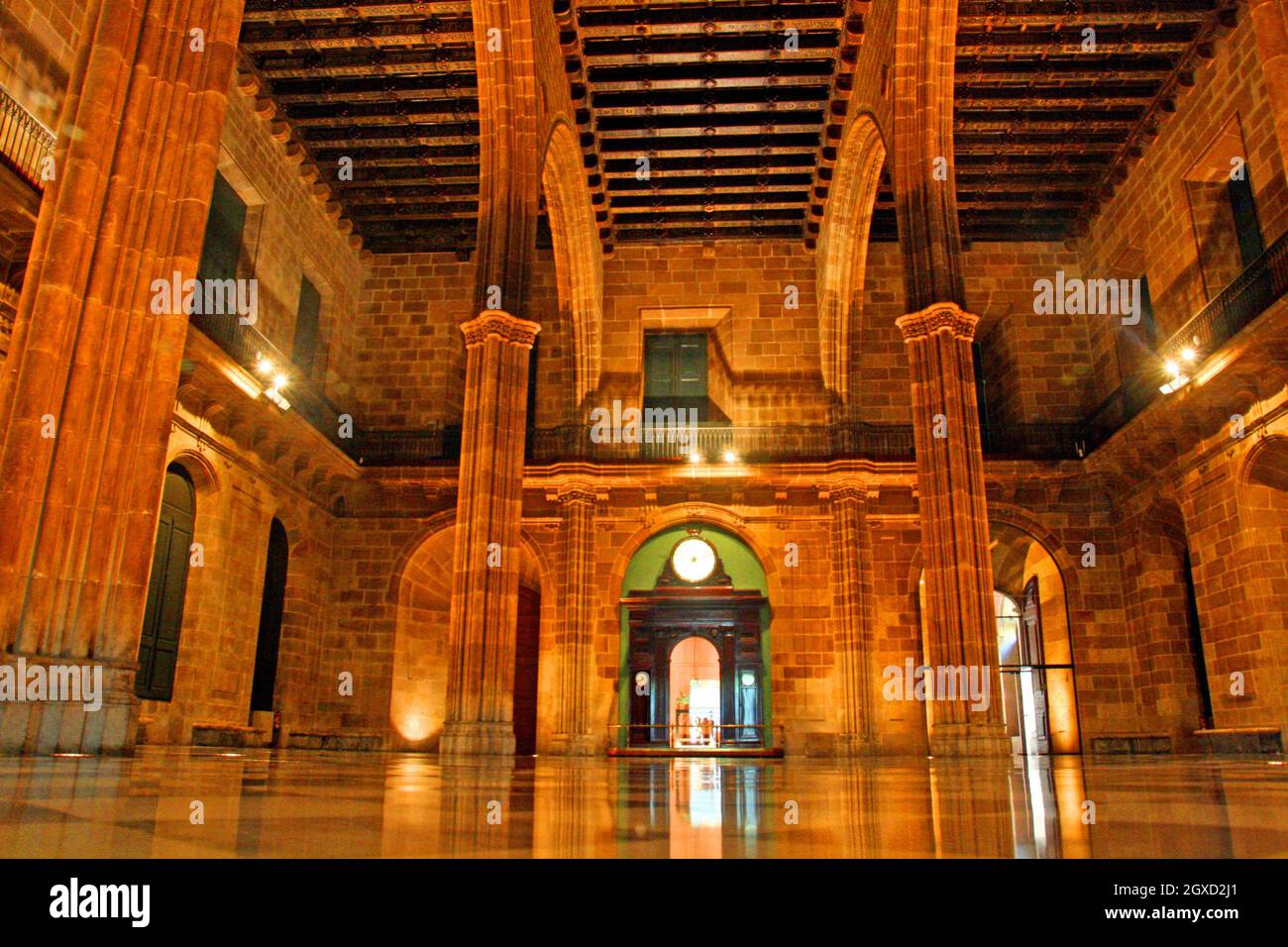 Contracting Hall, Palau de la Llotja de Mar, Barcelona, Catalonia, Spain Stock Photo