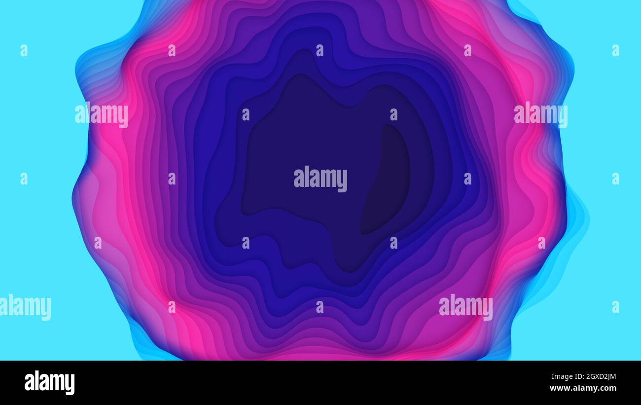 Violet to blue paper layers. 3D abstract gradient papercut. Colorful origami shape concept Stock Vector