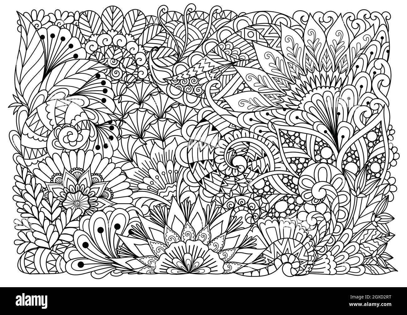 Abstract flowers for background,adult coloring book,printing on product,engraving,paper cutting and so on. Vector illustration. Stock Vector