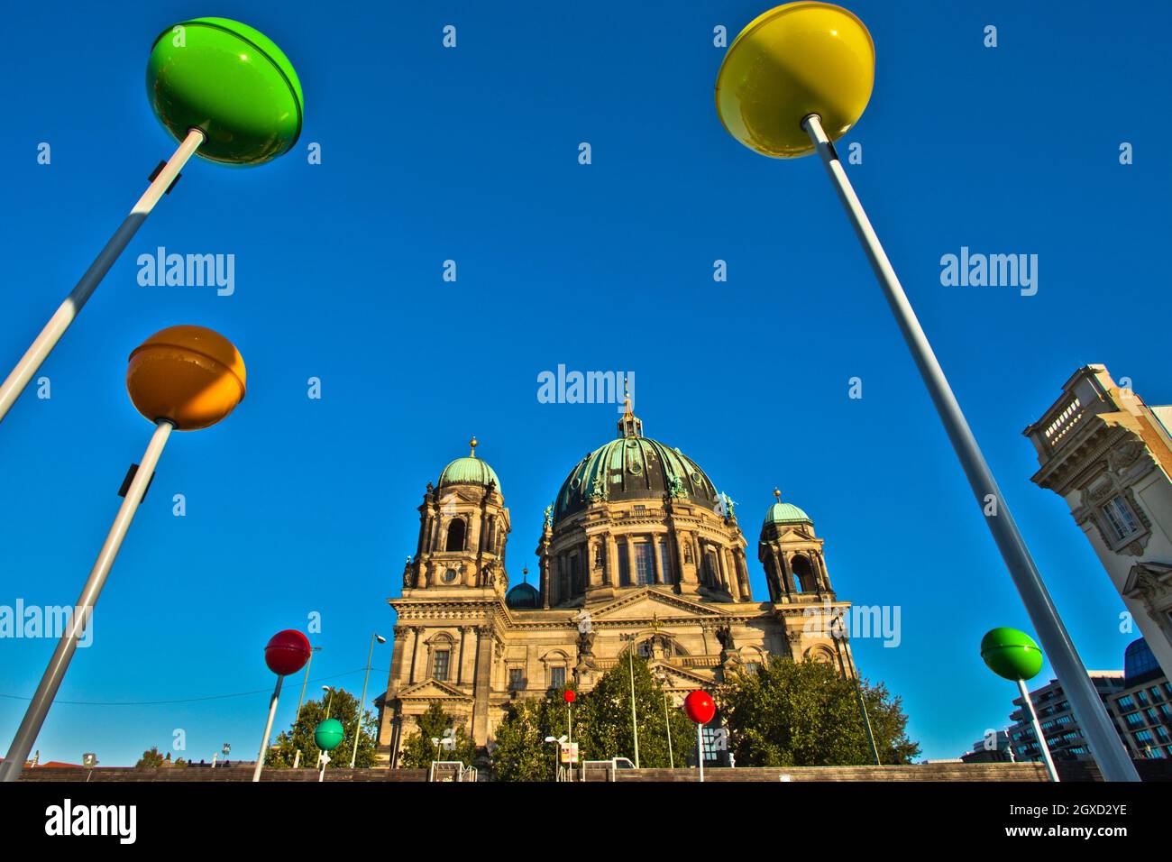 Events commemorating the founding of Berlin and its History in Schlossplatz, Mitte, on background Berliner Dom, Berlin Cathedral, Oberpfarrkirche Stock Photo