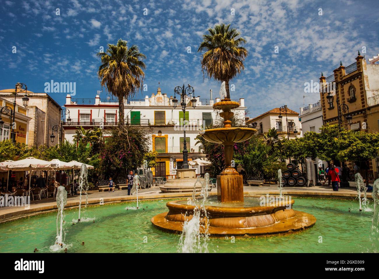 Plaza del Cabildo square, Sanlucar de Barrameda, White Towns, Pueblos Blancos, Cadiz province, Andalusia, Spain, Europe. Stock Photo