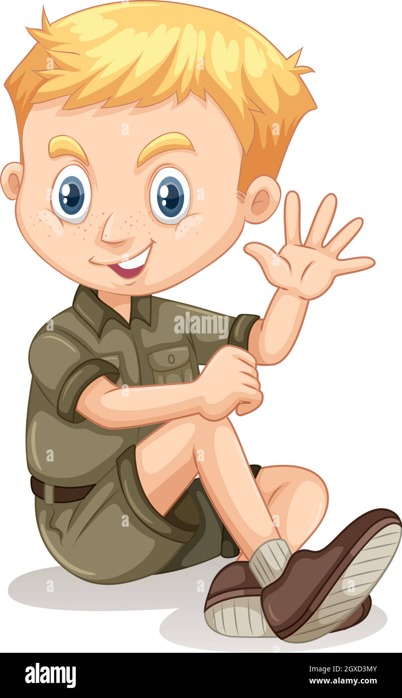 Little boy in camping outfit waving Stock Vector Image & Art - Alamy