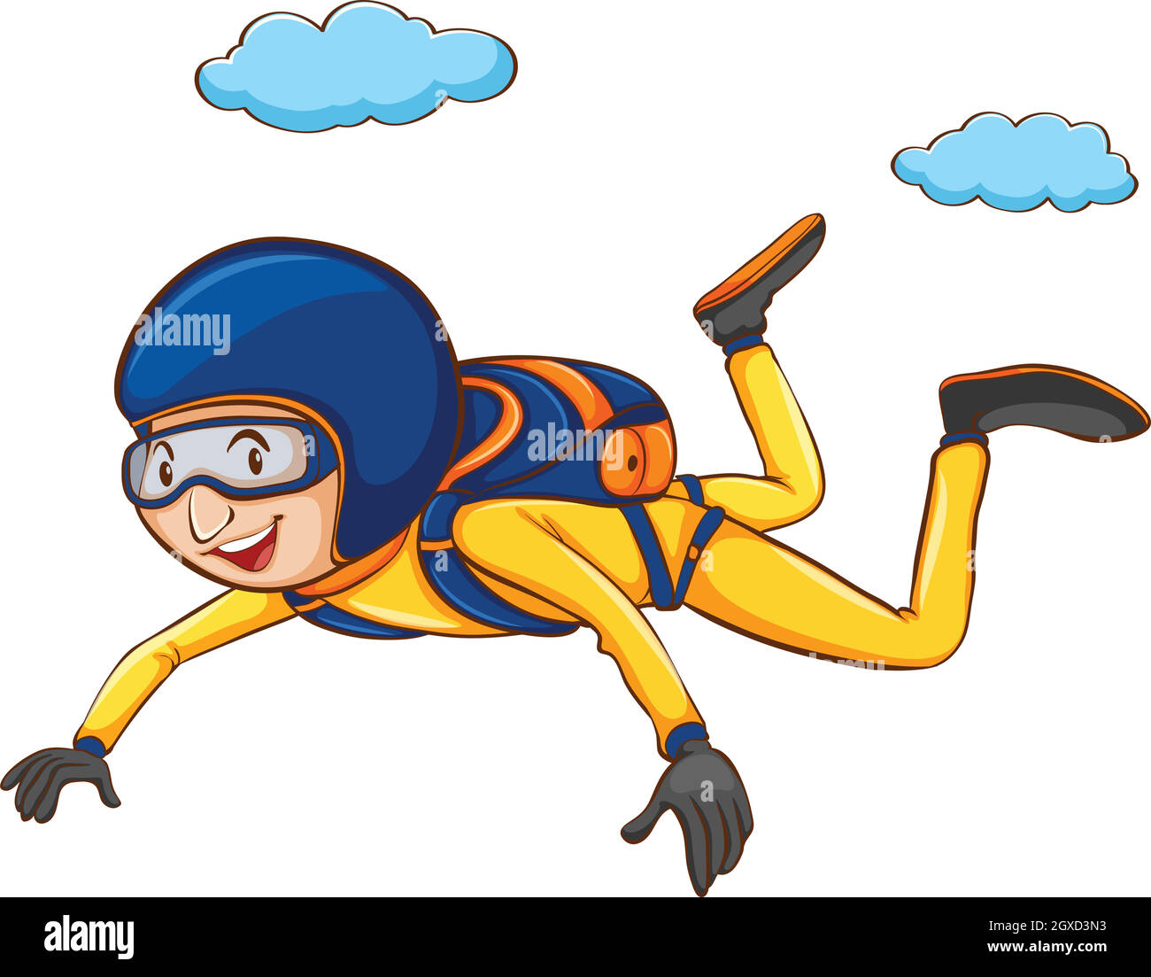 A simple sketch of a man sky diving Stock Vector