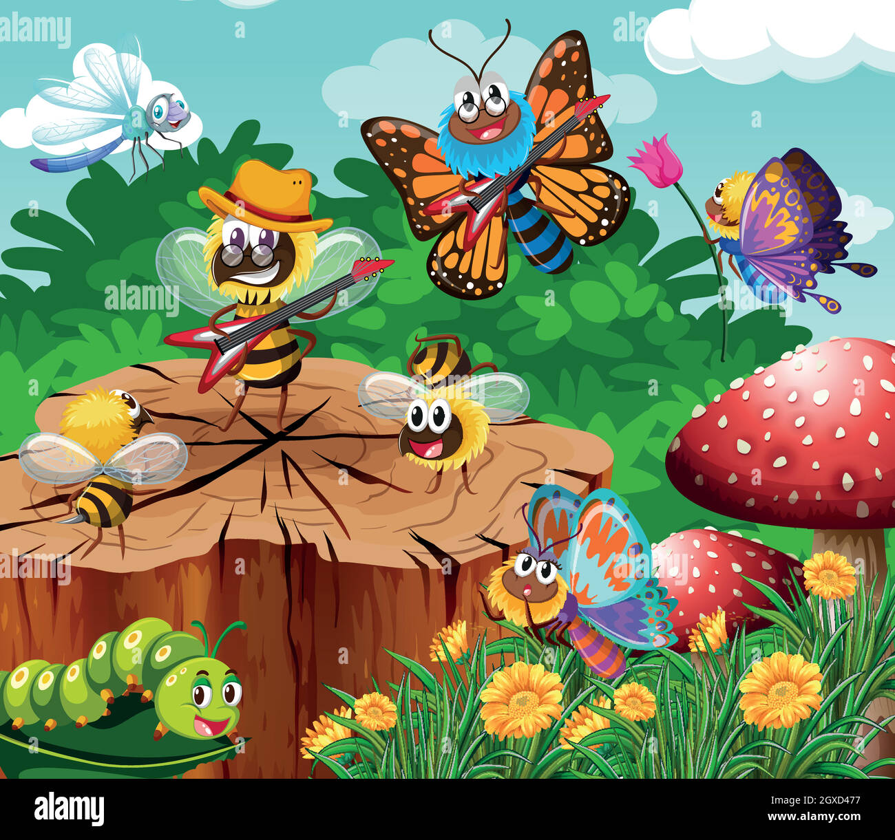 Cute insects living in garden Stock Vector Image & Art Alamy