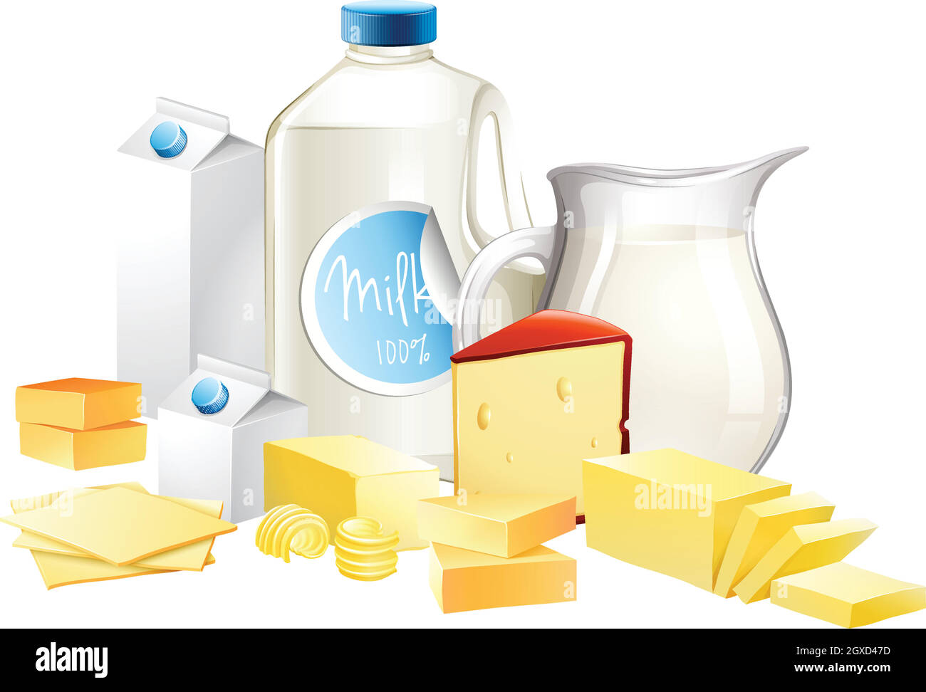 Different types of dairy products Stock Vector Image & Art - Alamy