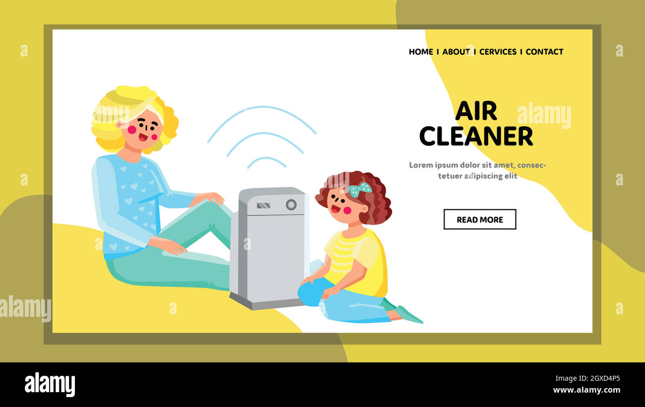Air Cleaner Device Consider Woman And Girl Vector Stock Vector