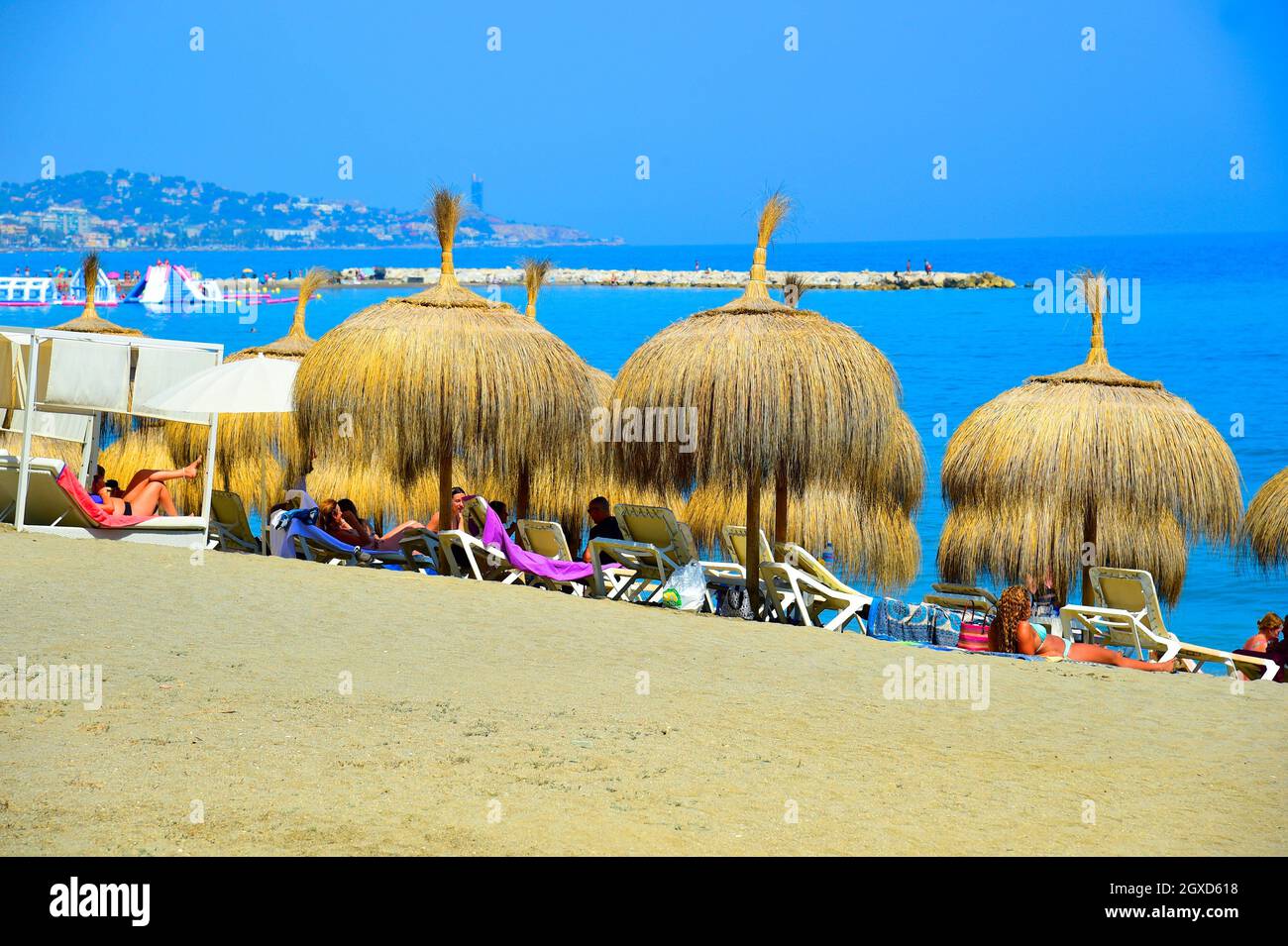 Malagueta beach in Malaga, Costa del Sol, Andalusia,Spain. Stock Photo