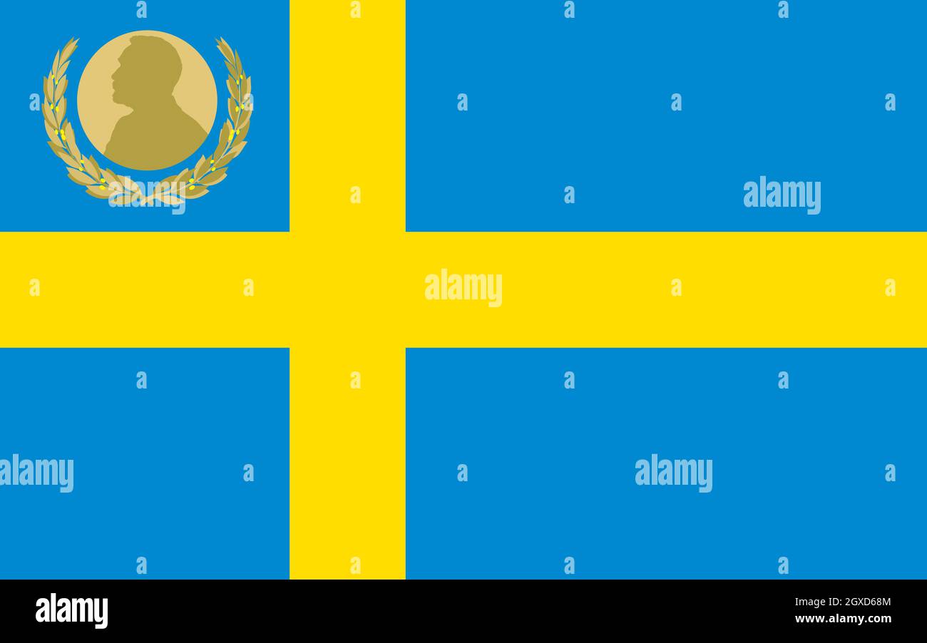 Swedish flag with Nobel prize fantasy symbol, Sweden, vector illustration Stock Vector